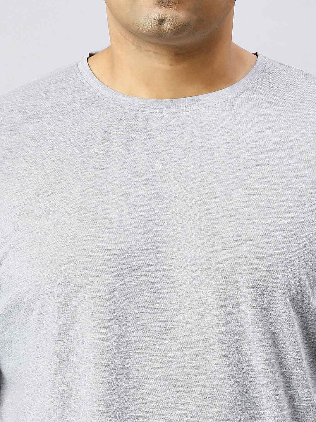Men's Plus Size Solid Round Neck T-shirt Grey Milange