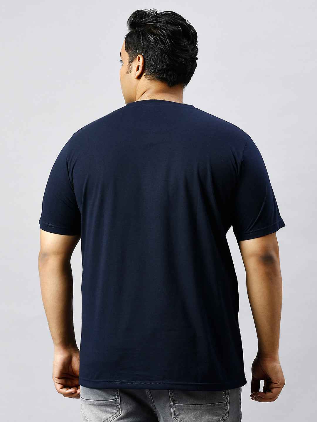 Men's Plus Size Solid Round Neck T-shirt Navy Blue