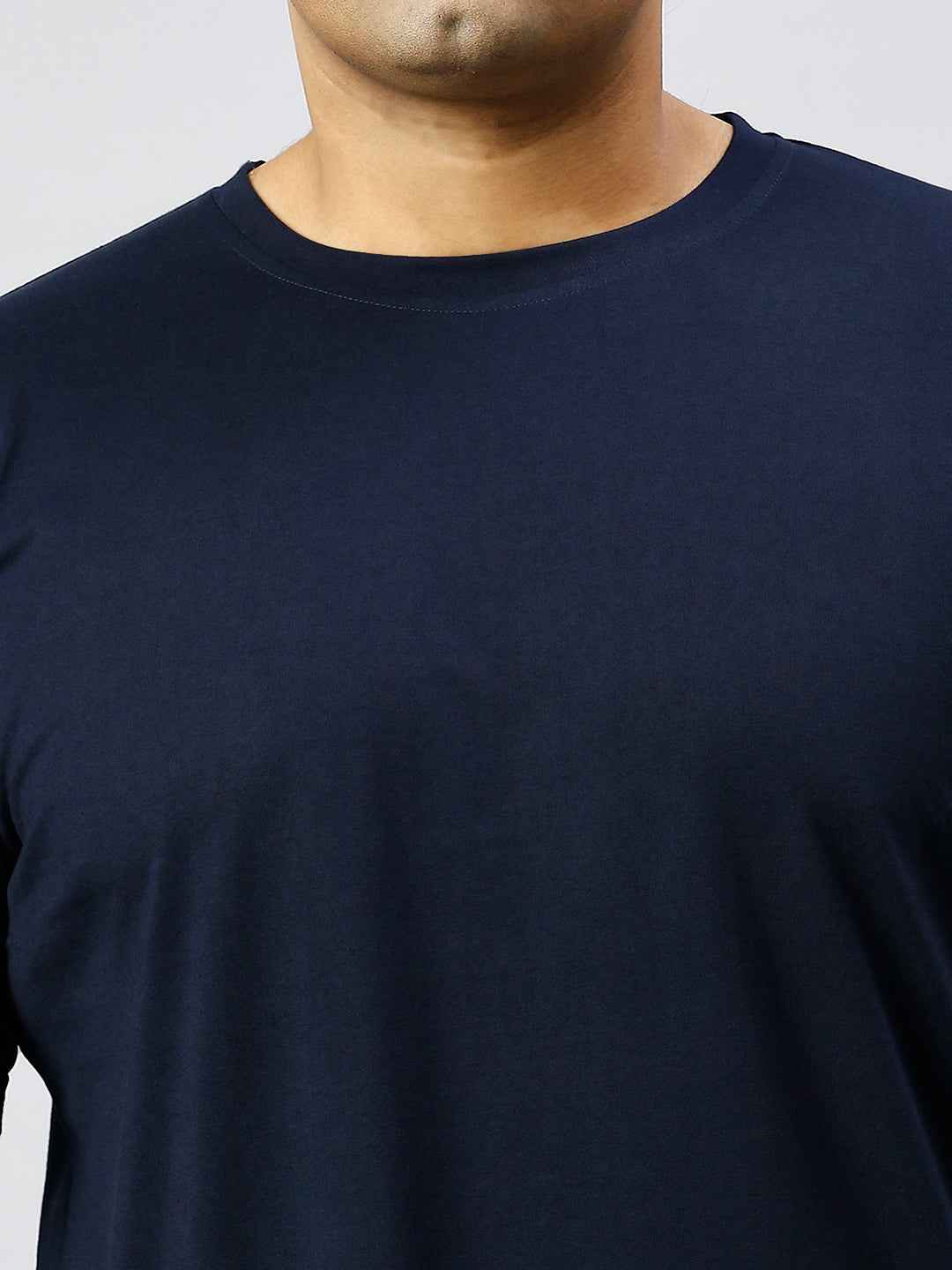 Men's Plus Size Solid Round Neck T-shirt Navy Blue