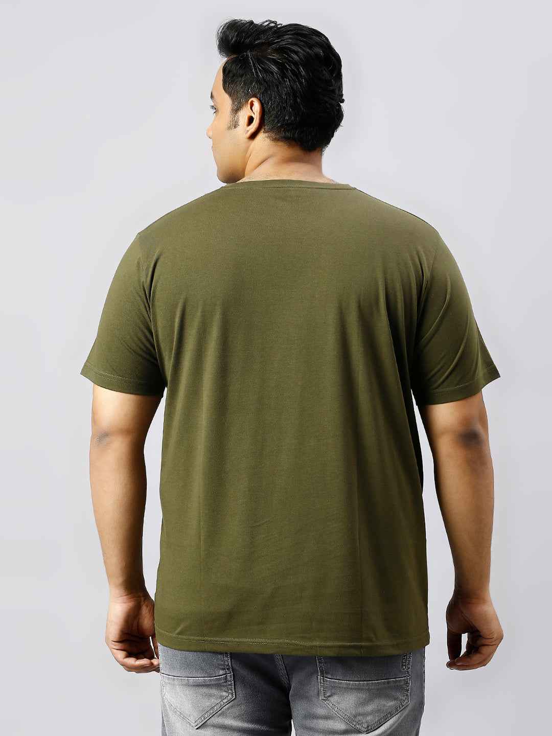 Men's Plus Size Solid Round Neck T-shirt Olive