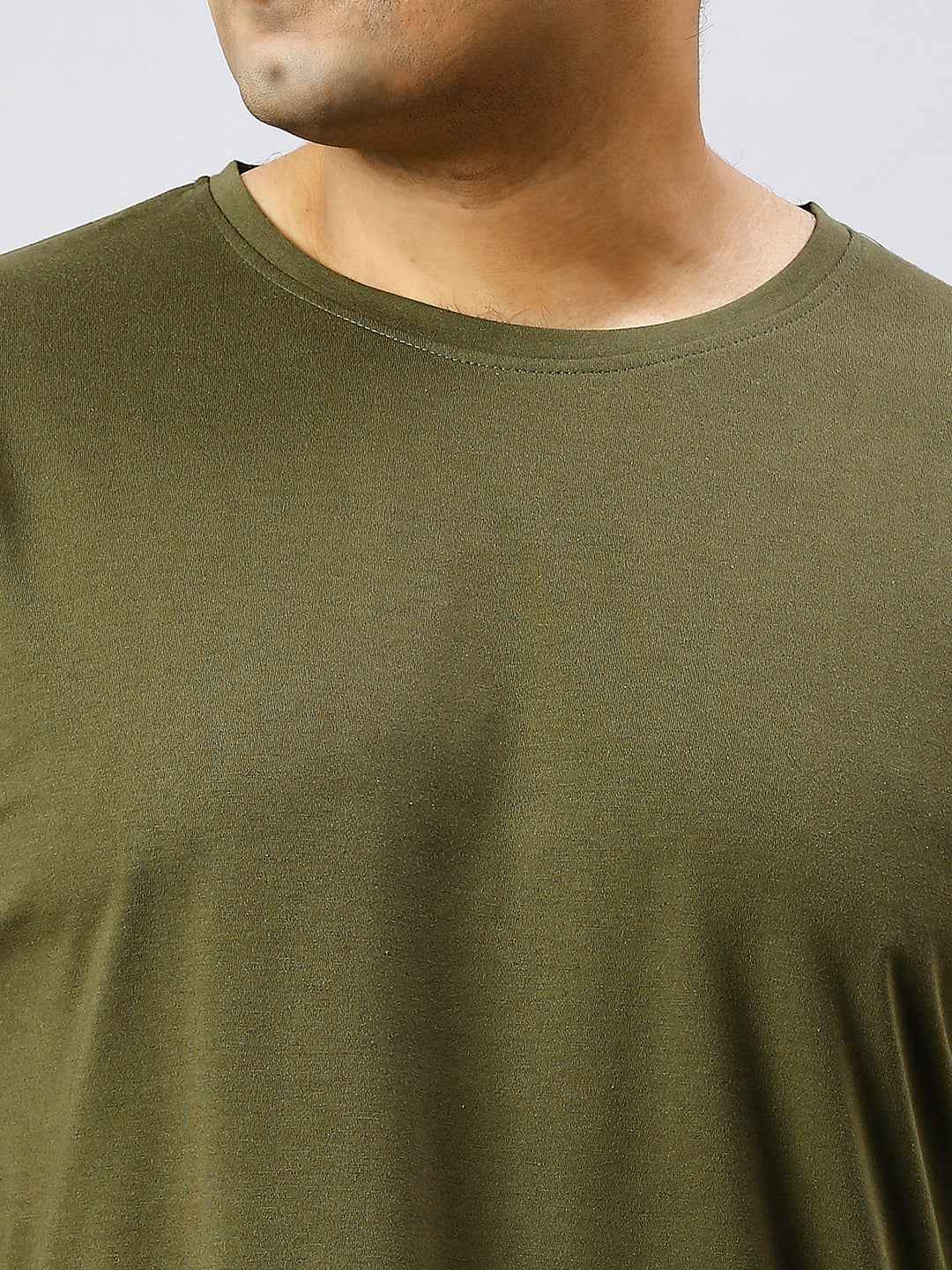 Men's Plus Size Solid Round Neck T-shirt Olive