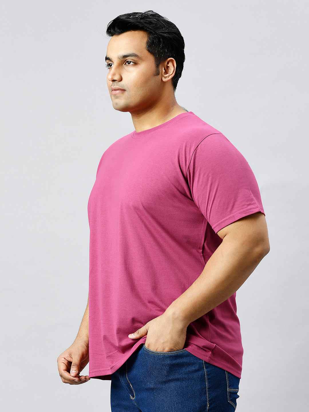 Men's Plus Size Solid Round Neck T-shirt Onion