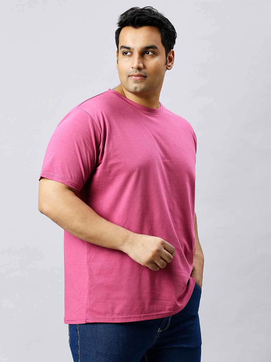 Men's Plus Size Solid Round Neck T-shirt Onion