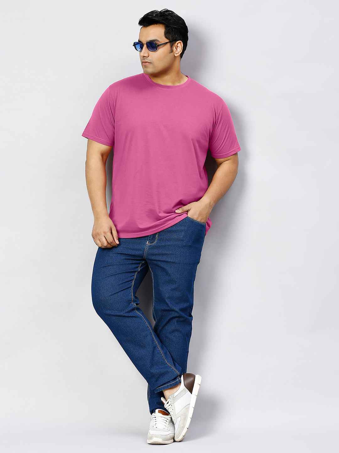 Men's Plus Size Solid Round Neck T-shirt Onion