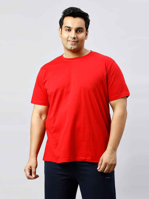 Men's Plus Size Solid Round Neck T-shirt Red