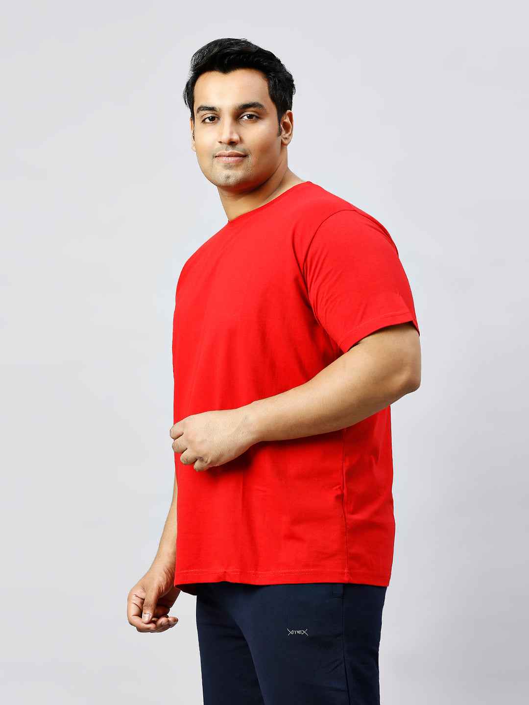 Men's Plus Size Solid Round Neck T-shirt Red