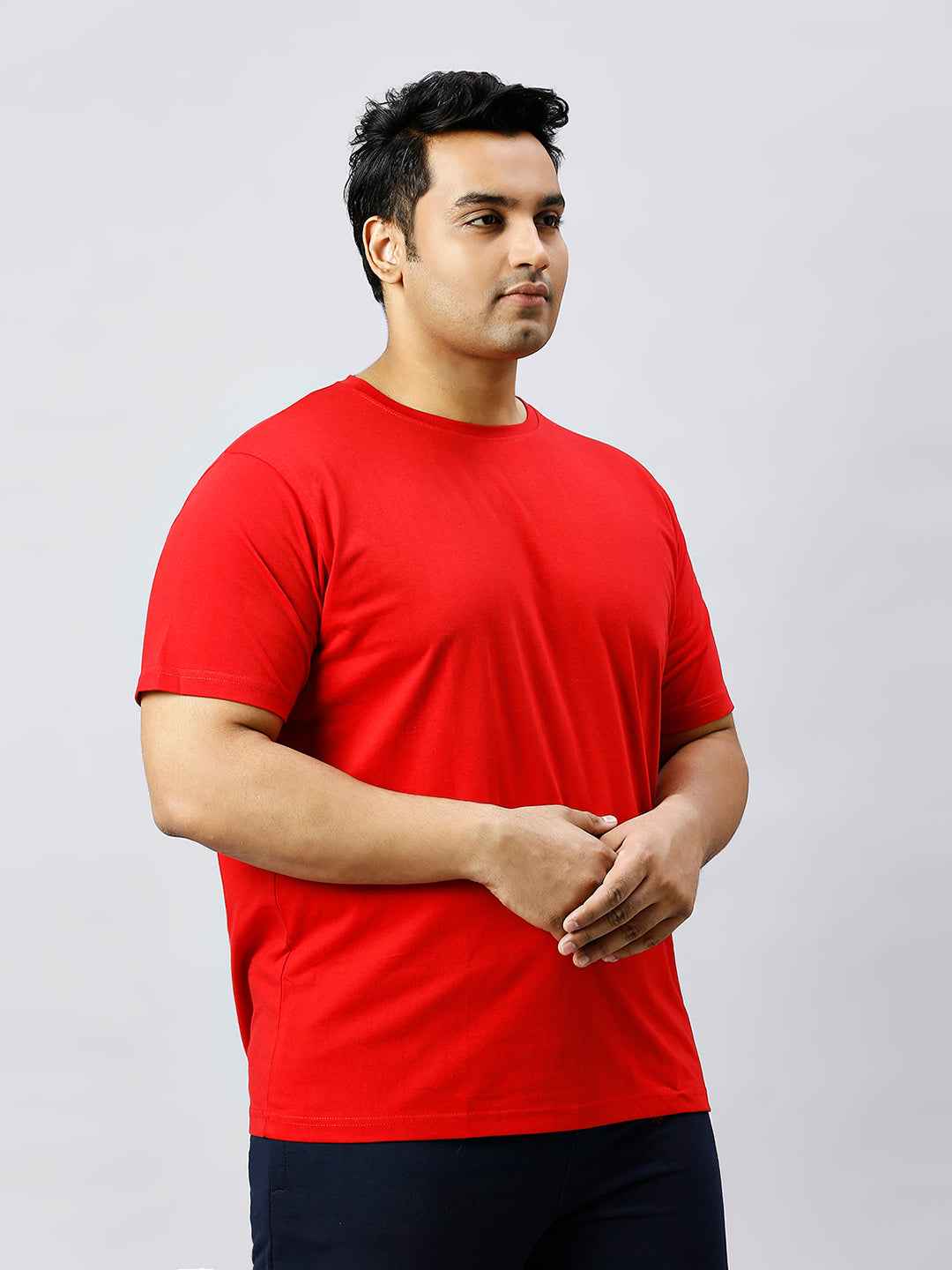 Men's Plus Size Solid Round Neck T-shirt Red