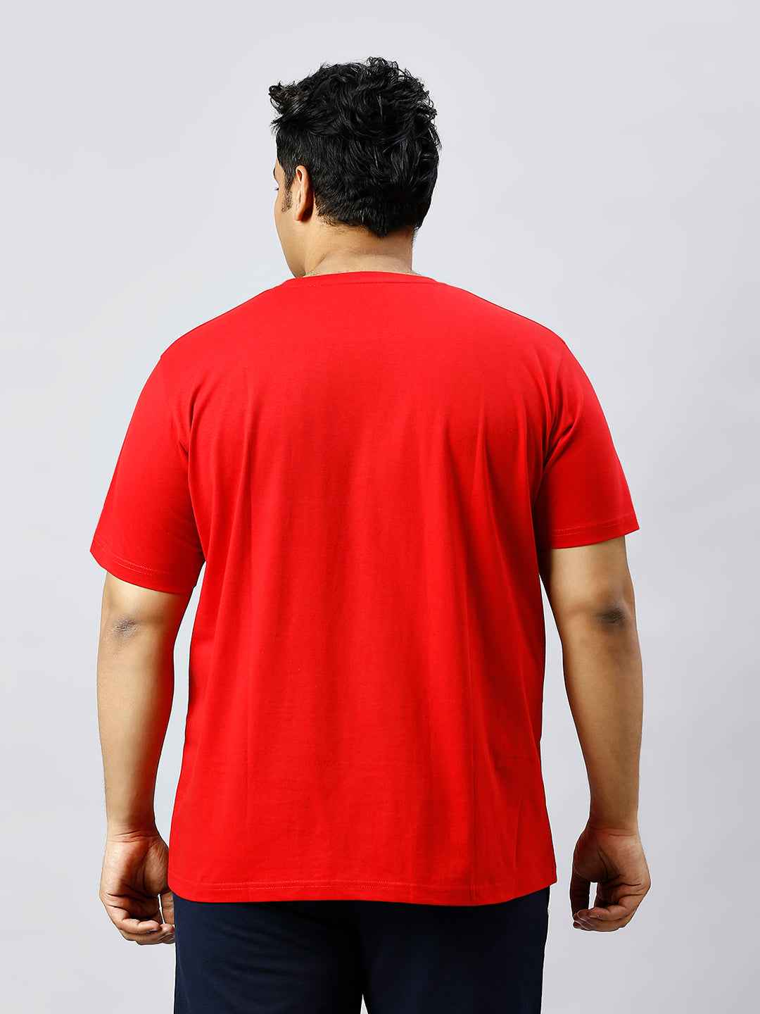 Men's Plus Size Solid Round Neck T-shirt Red