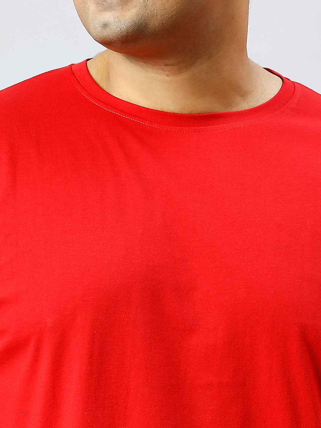 Men's Plus Size Solid Round Neck T-shirt Red