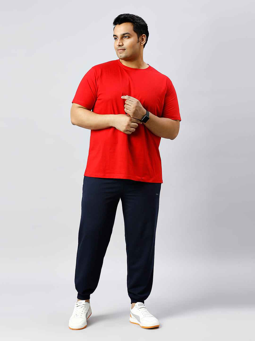 Men's Plus Size Solid Round Neck T-shirt Red