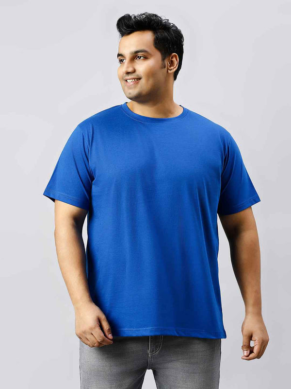 Men's Plus Size Solid Round Neck T-shirt Royal Blue