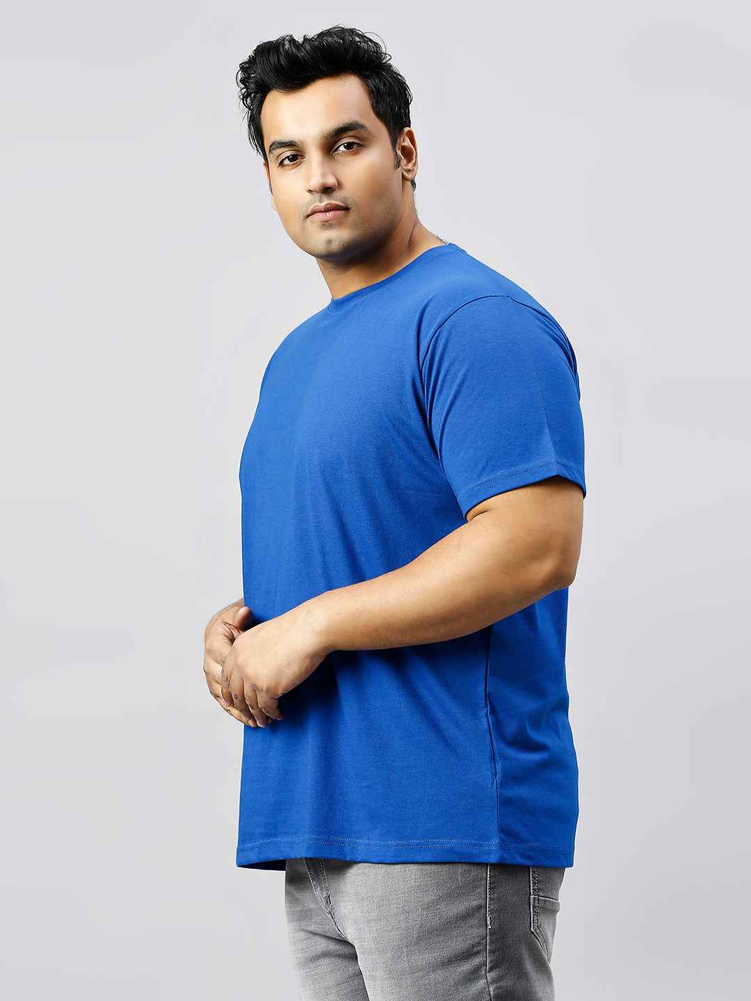 Men's Plus Size Solid Round Neck T-shirt Royal Blue