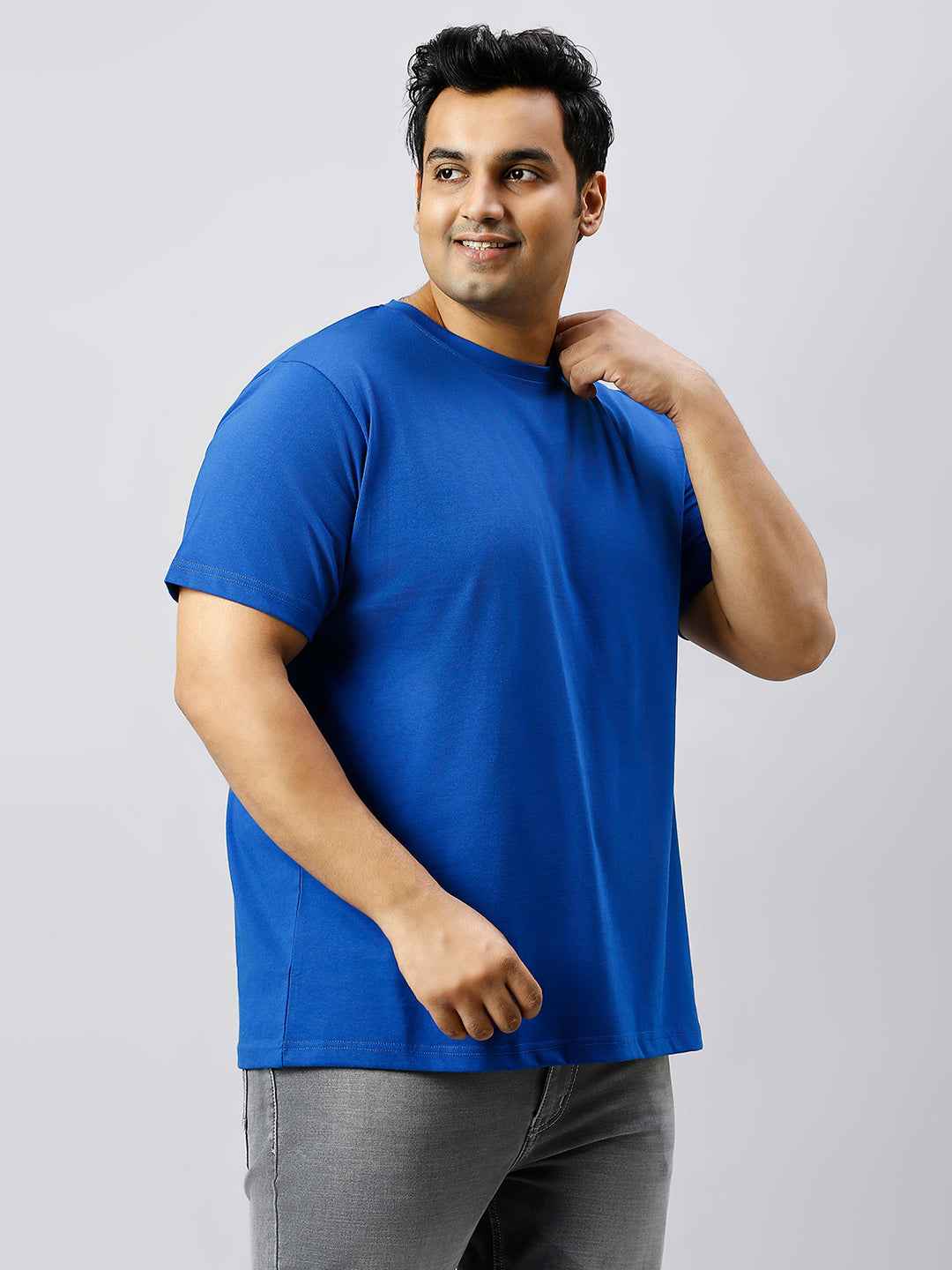 Men's Plus Size Solid Round Neck T-shirt Royal Blue