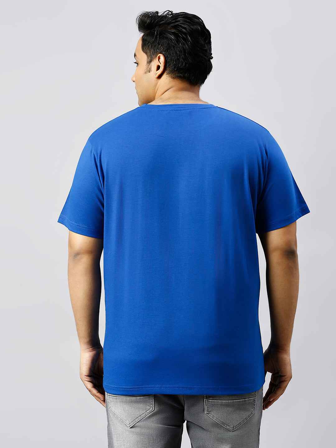 Men's Plus Size Solid Round Neck T-shirt Royal Blue