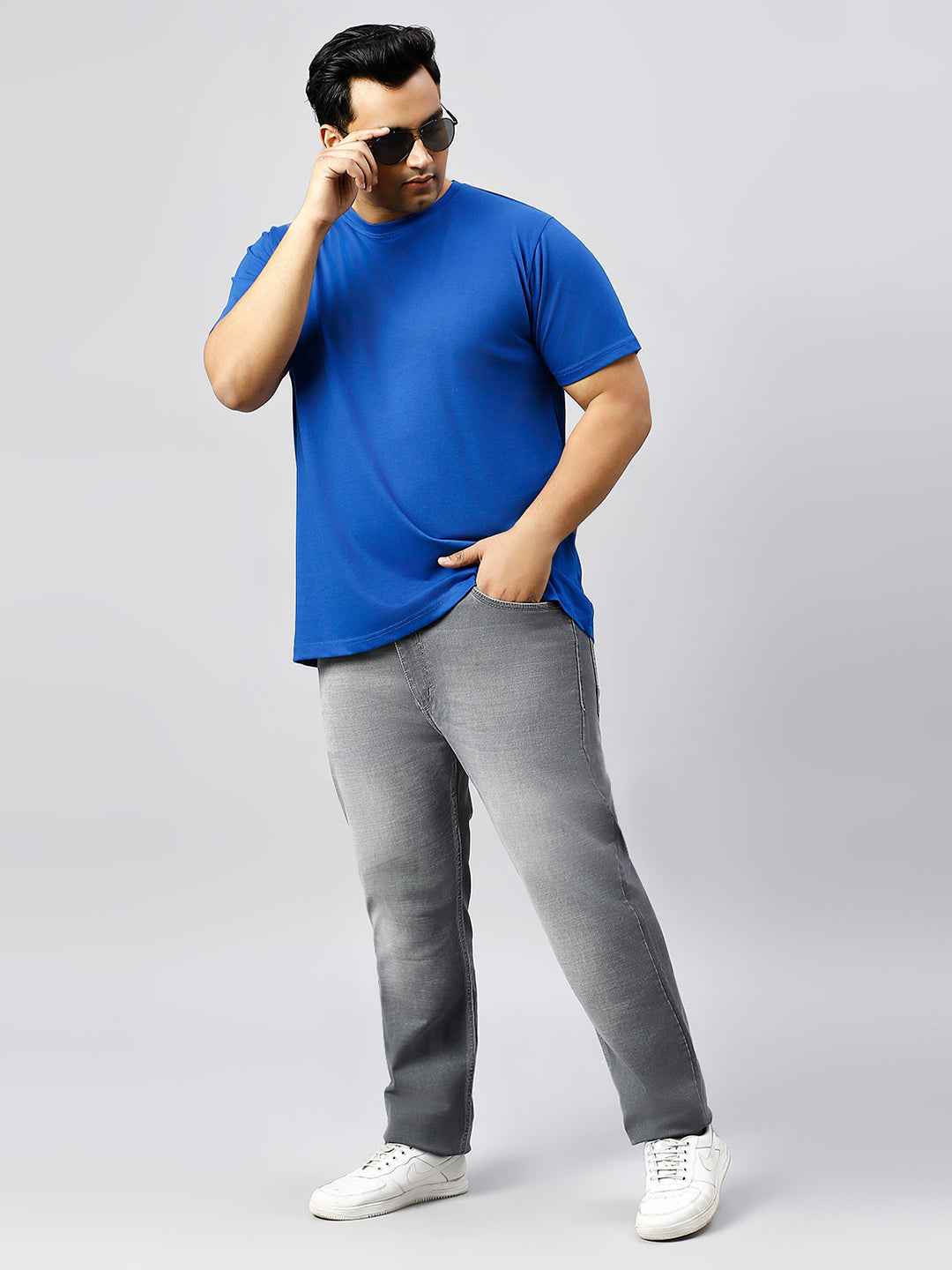 Men's Plus Size Solid Round Neck T-shirt Royal Blue