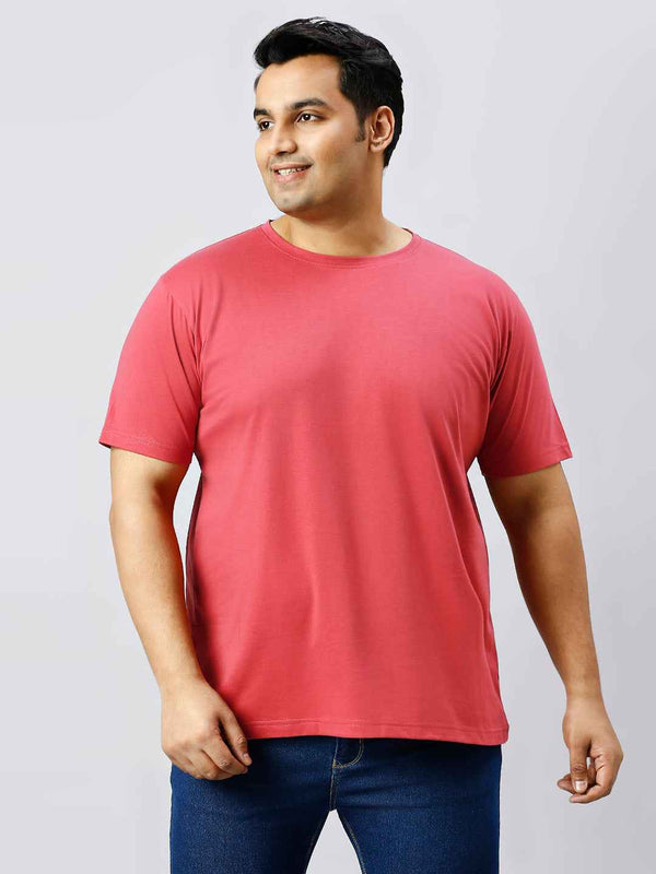 Men's Plus Size Solid Round Neck T-shirt Rust