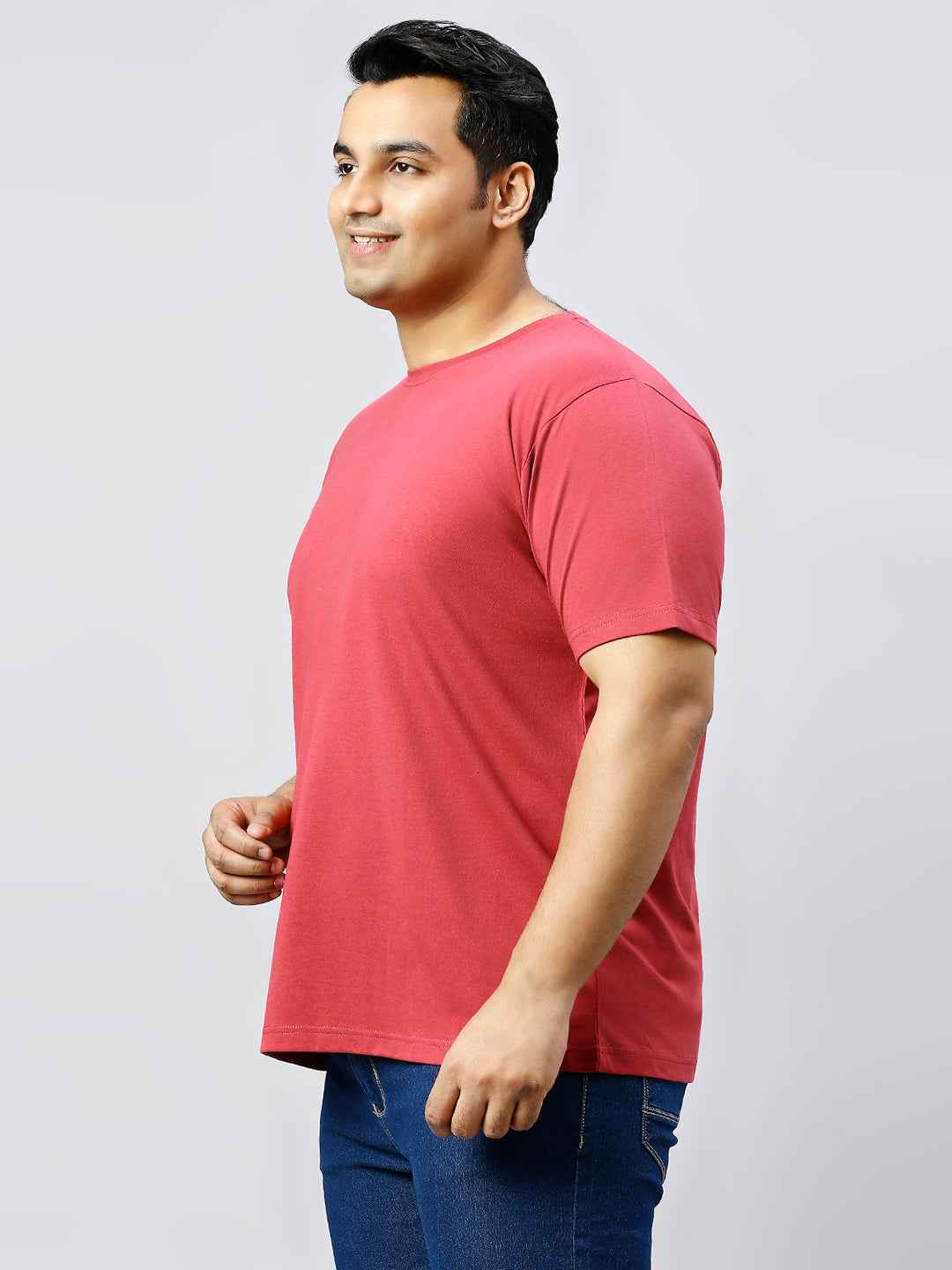 Men's Plus Size Solid Round Neck T-shirt Rust