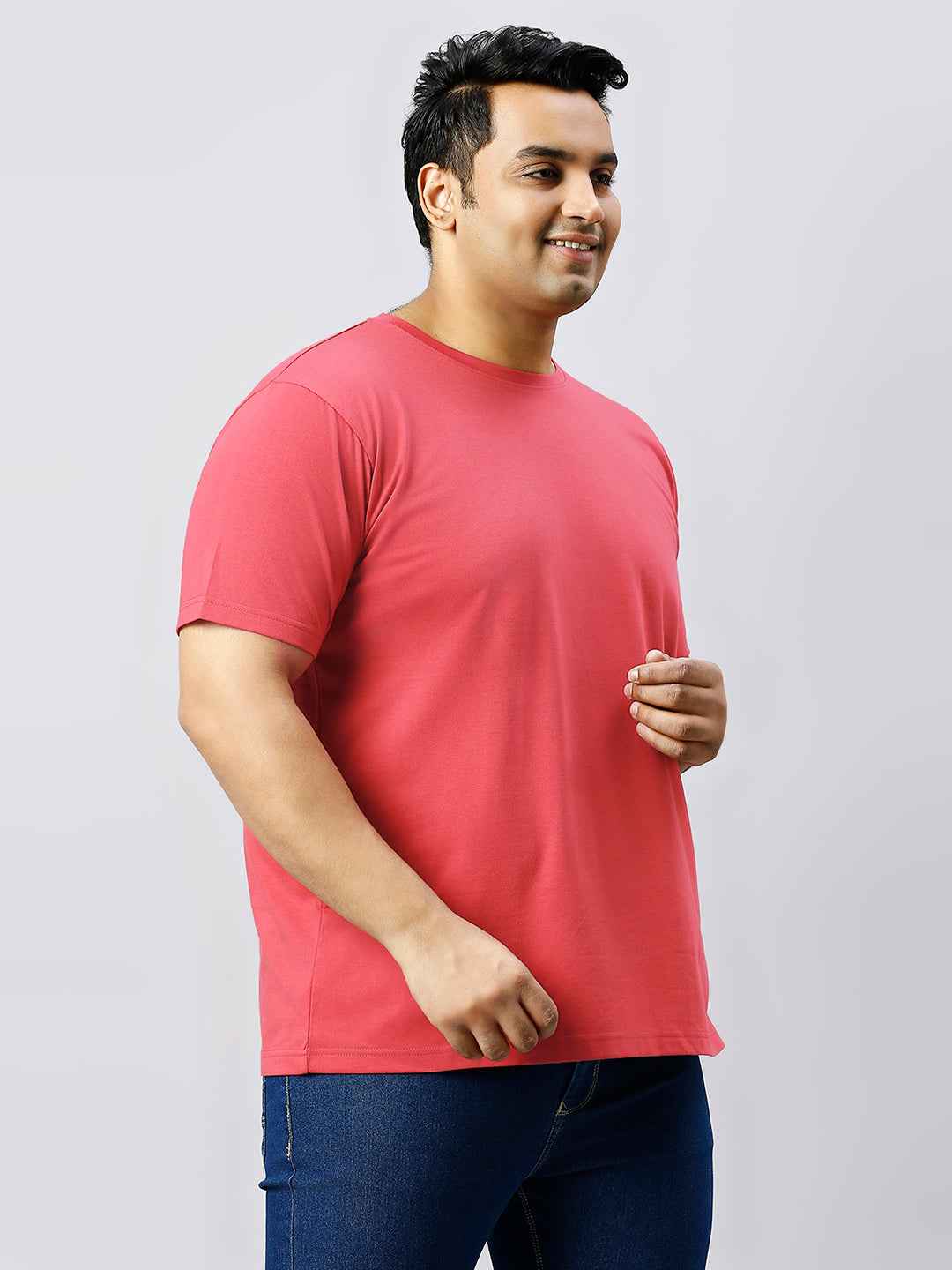 Men's Plus Size Solid Round Neck T-shirt Rust