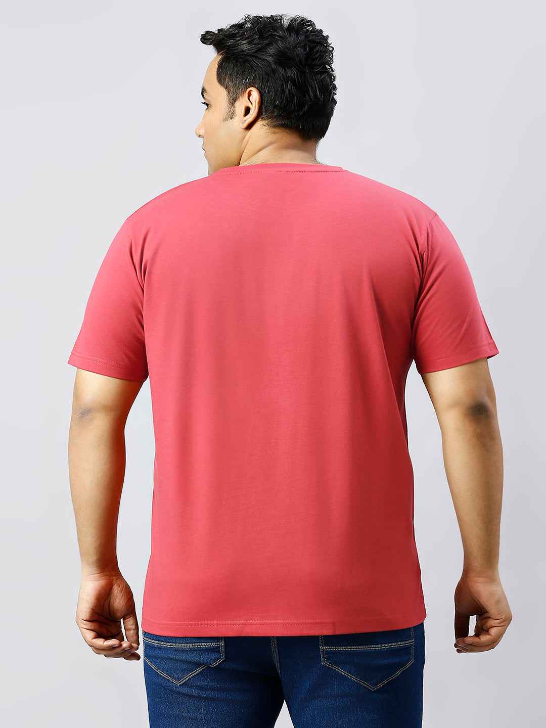 Men's Plus Size Solid Round Neck T-shirt Rust