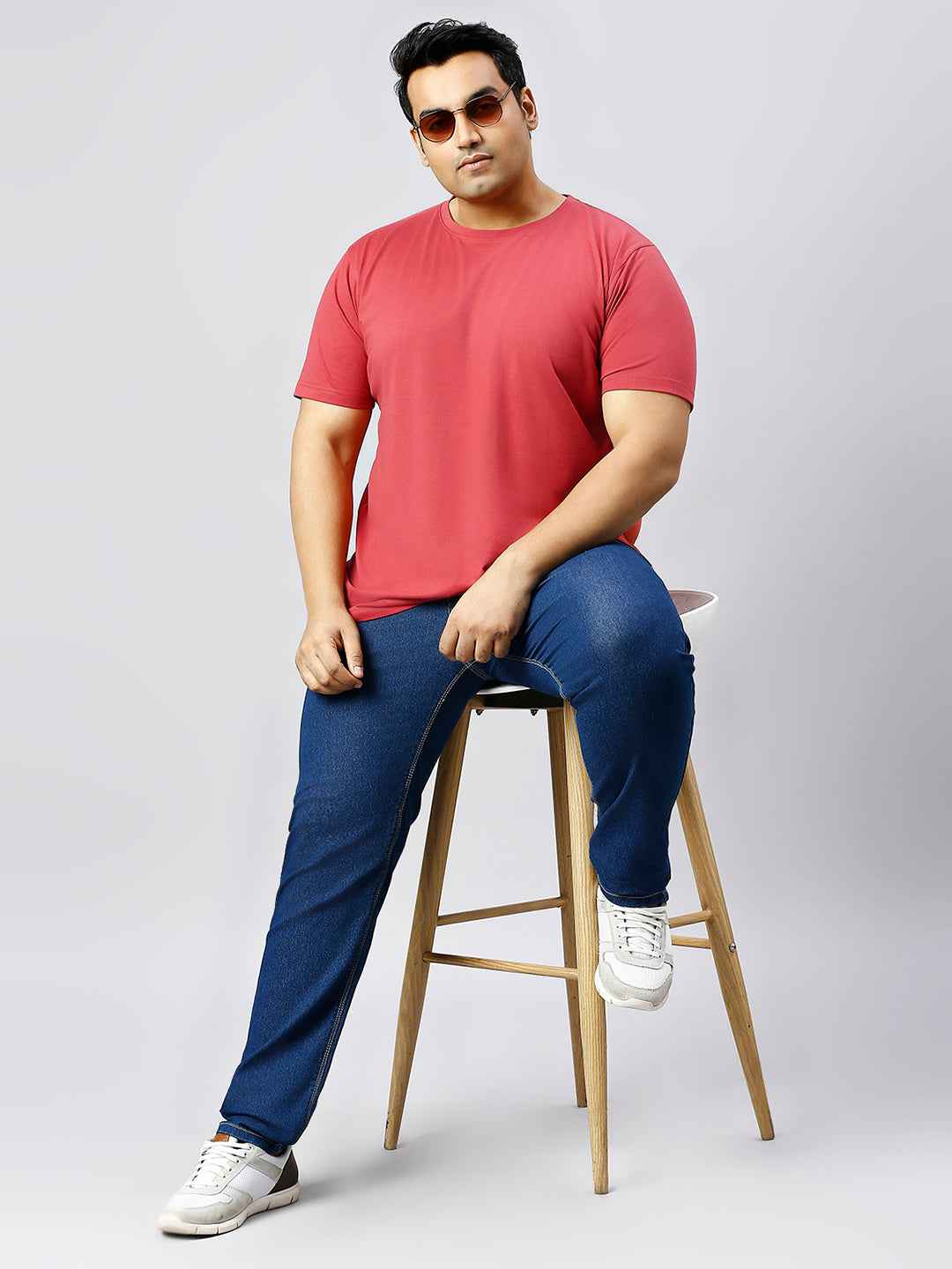 Men's Plus Size Solid Round Neck T-shirt Rust