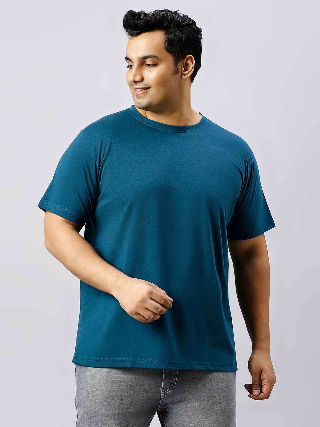 Men's Plus Size Solid Round Neck T-shirt Teal