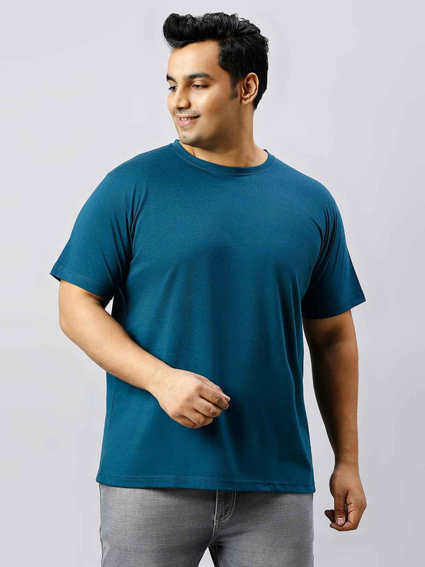 Men's Plus Size Solid Round Neck T-shirt Teal