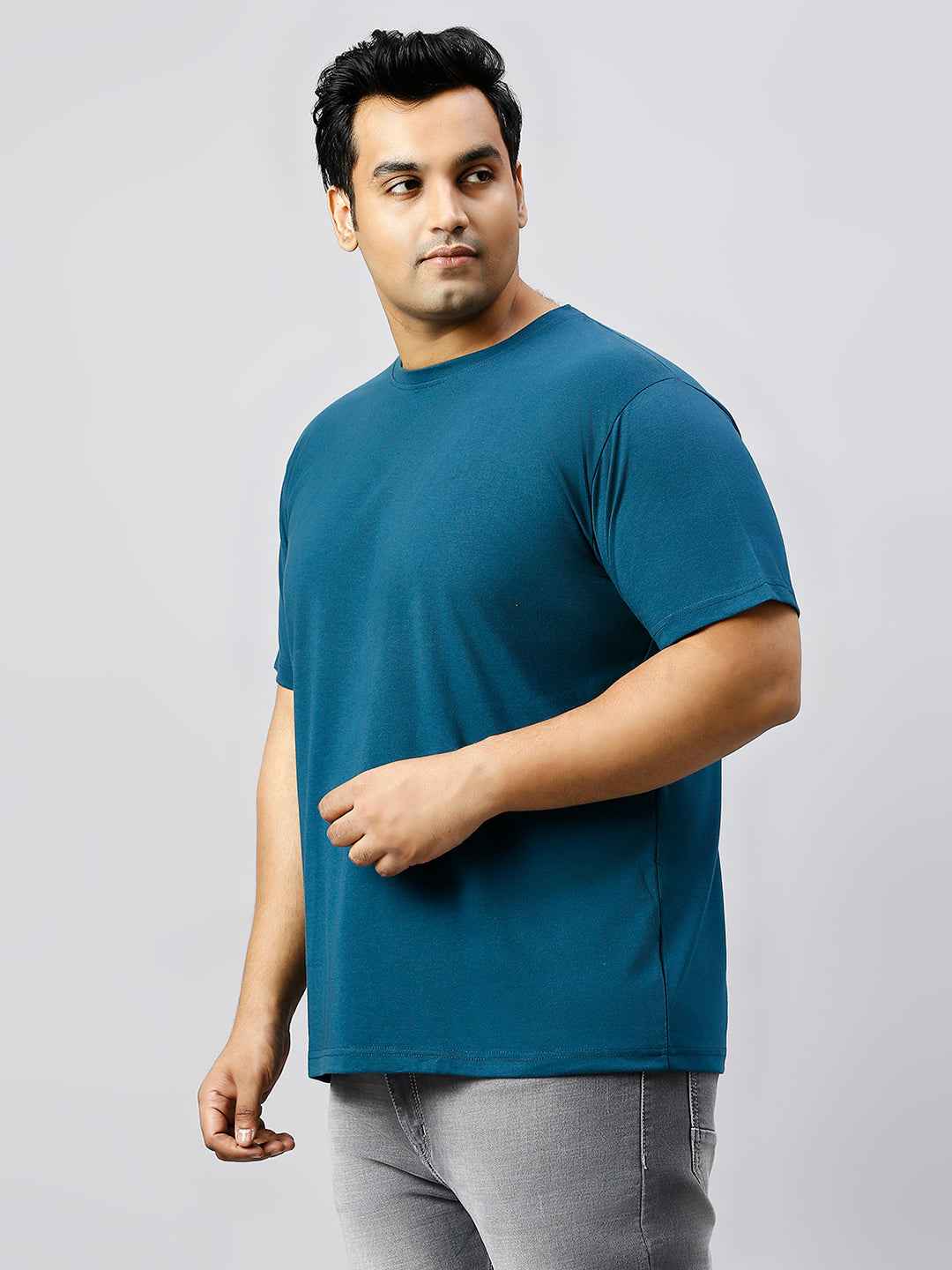 Men's Plus Size Solid Round Neck T-shirt Teal