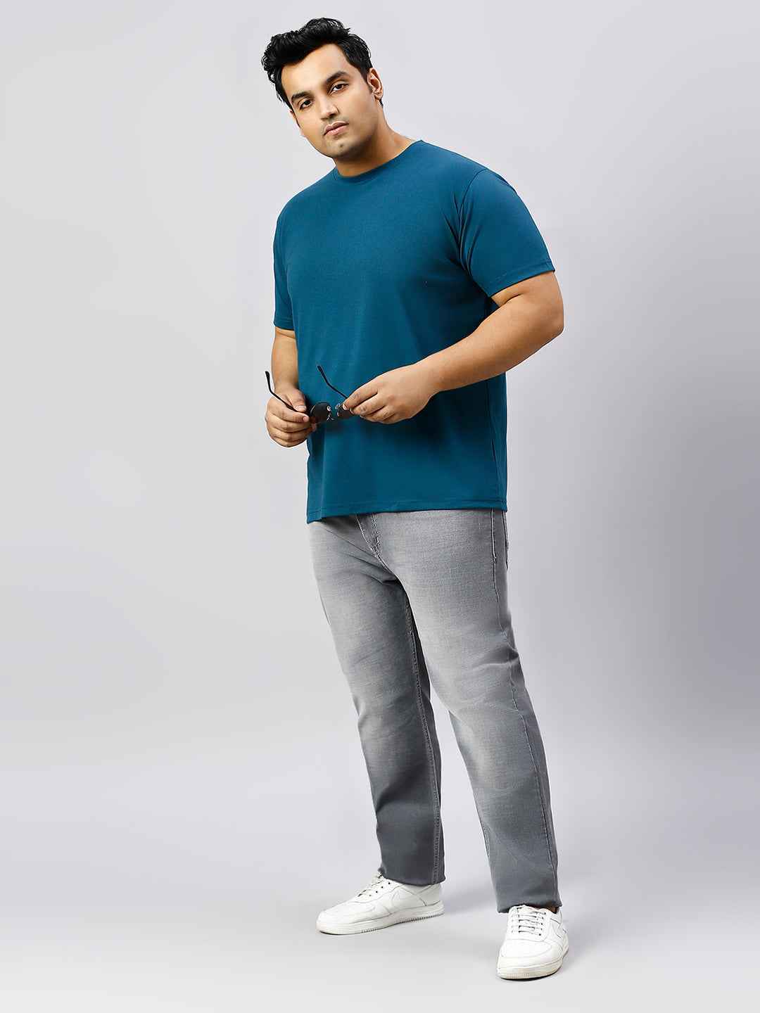 Men's Plus Size Solid Round Neck T-shirt Teal