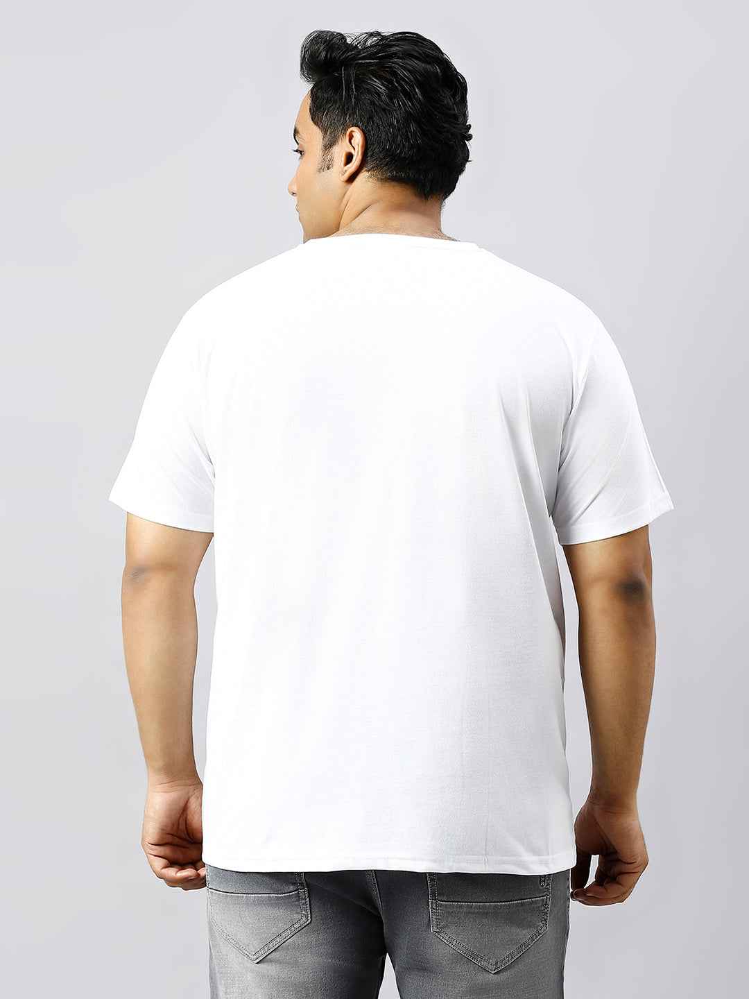 Men's Plus Size Solid Round Neck T-shirt White