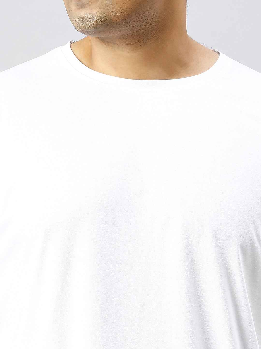 Men's Plus Size Solid Round Neck T-shirt White
