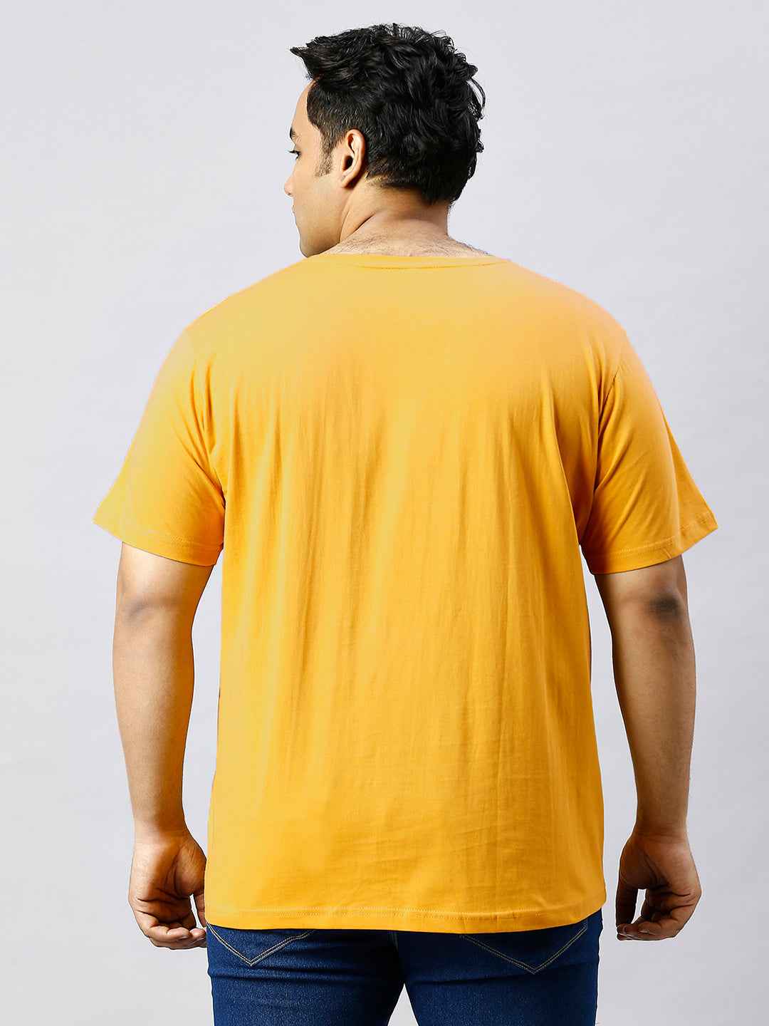 Men's Plus Size Solid Round Neck T-shirt Mustard