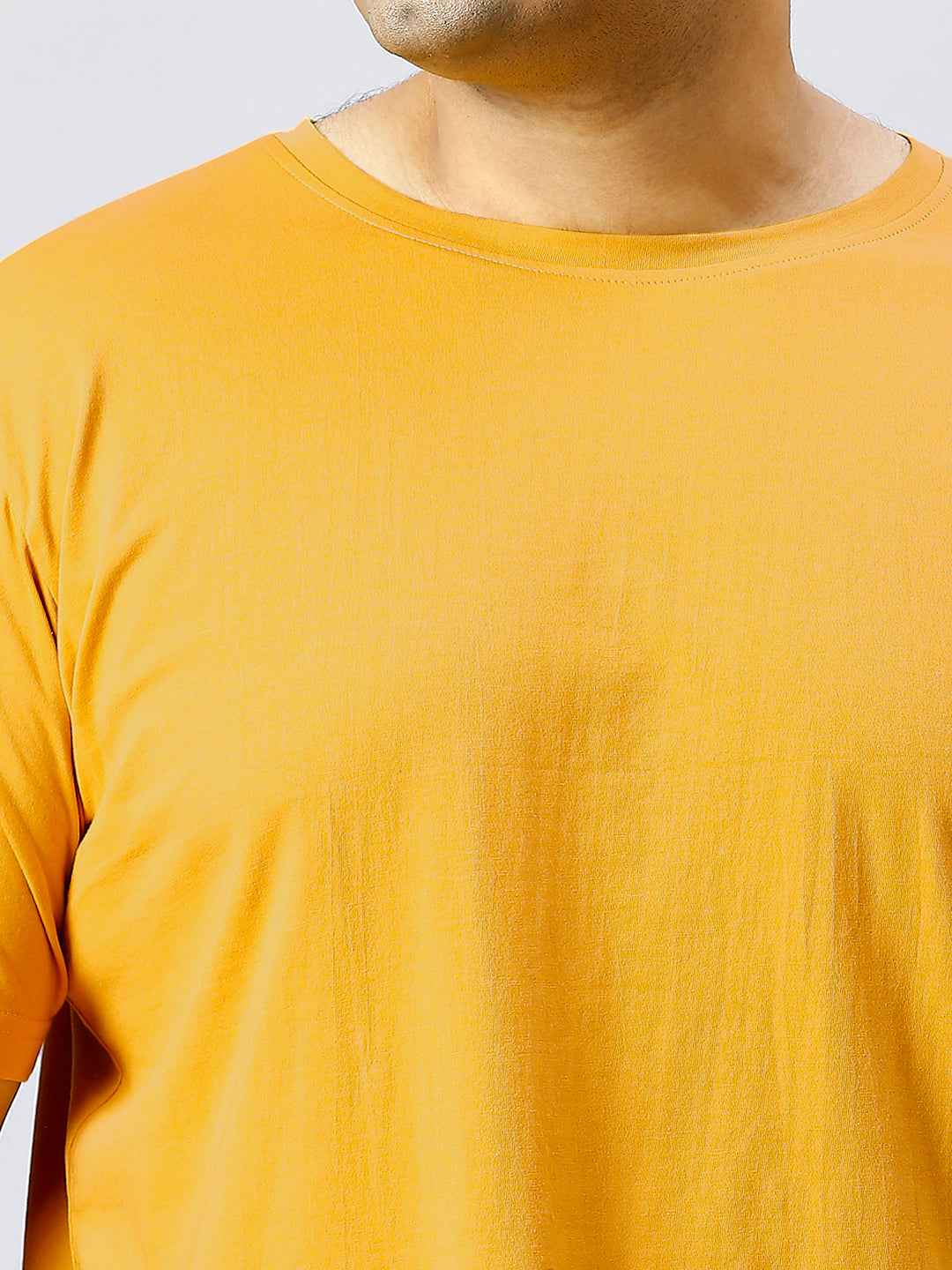 Men's Plus Size Solid Round Neck T-shirt Mustard