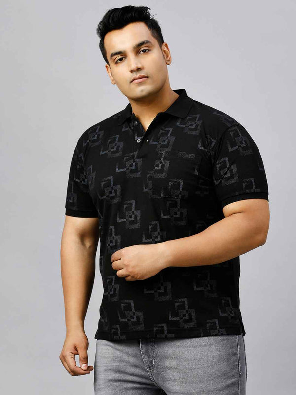Plus Size All Over Printed Black T-shirt