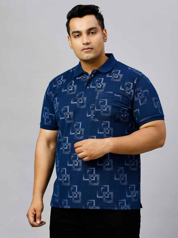 Plus Size All Over Printed Indigo T-shirt