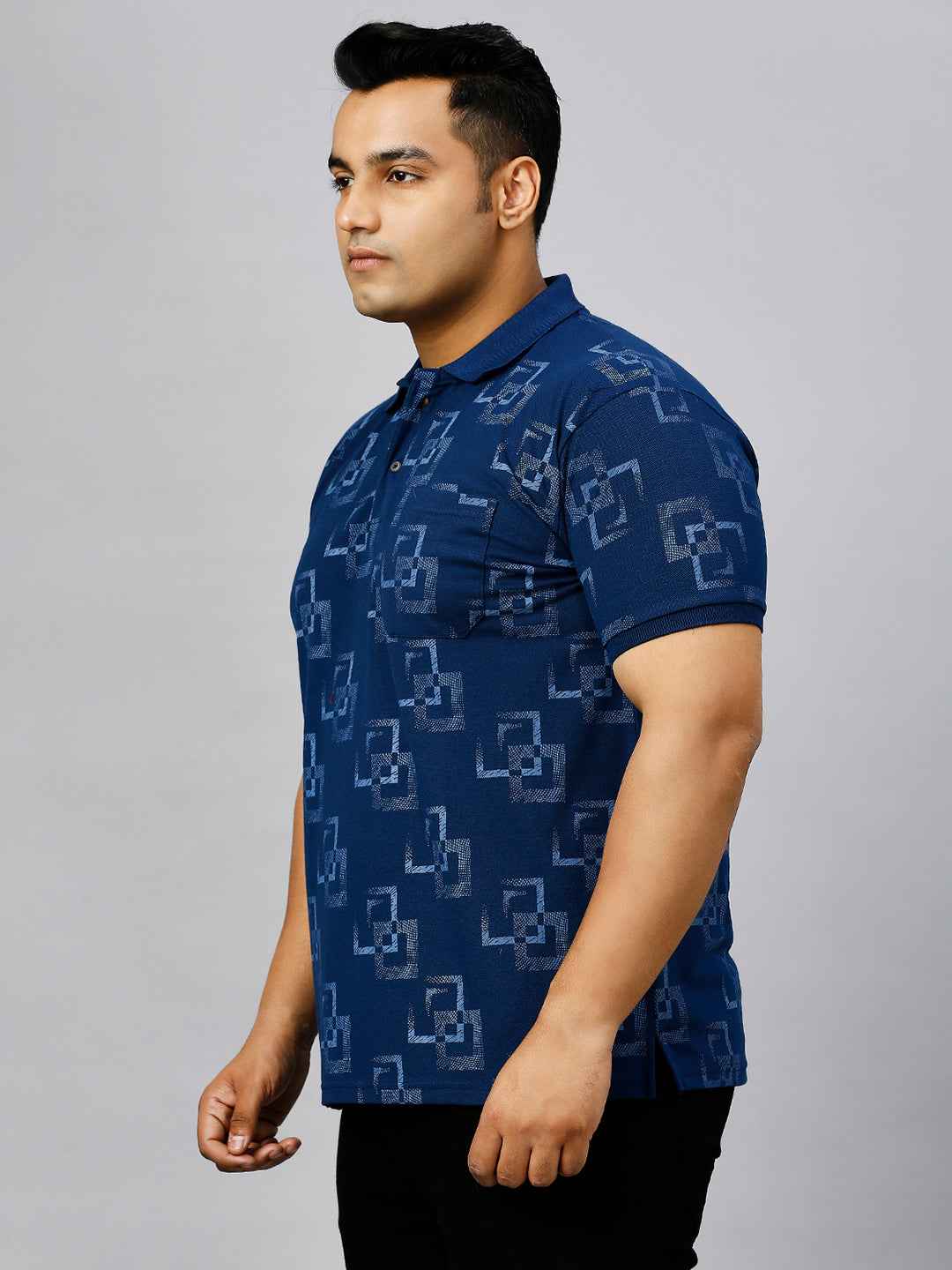 Plus Size All Over Printed Indigo T-shirt