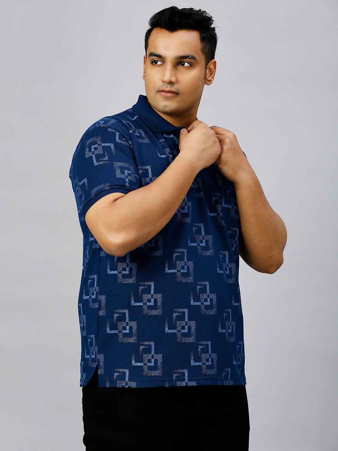 Plus Size All Over Printed Indigo T-shirt