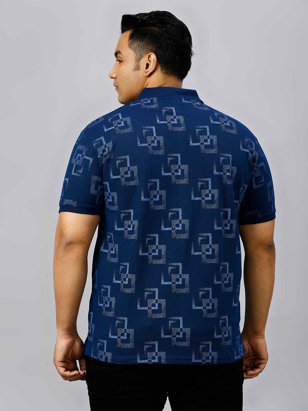 Plus Size All Over Printed Indigo T-shirt