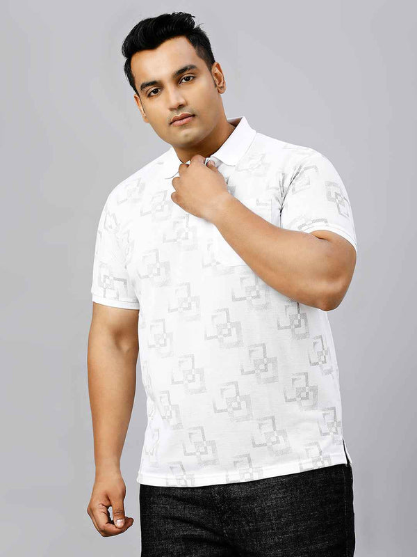 Plus Size All Over Printed White T-shirt
