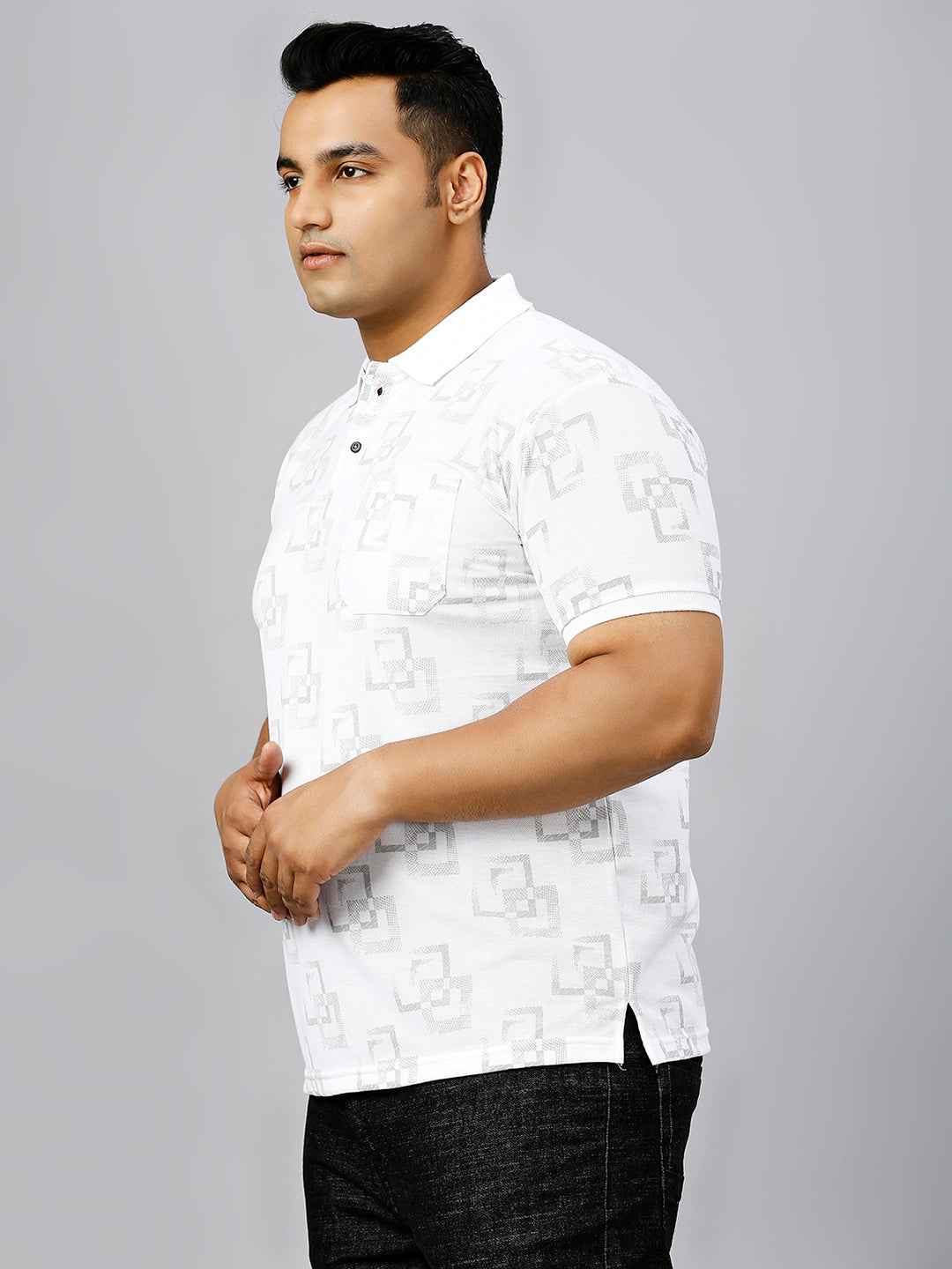 Plus Size All Over Printed White T-shirt