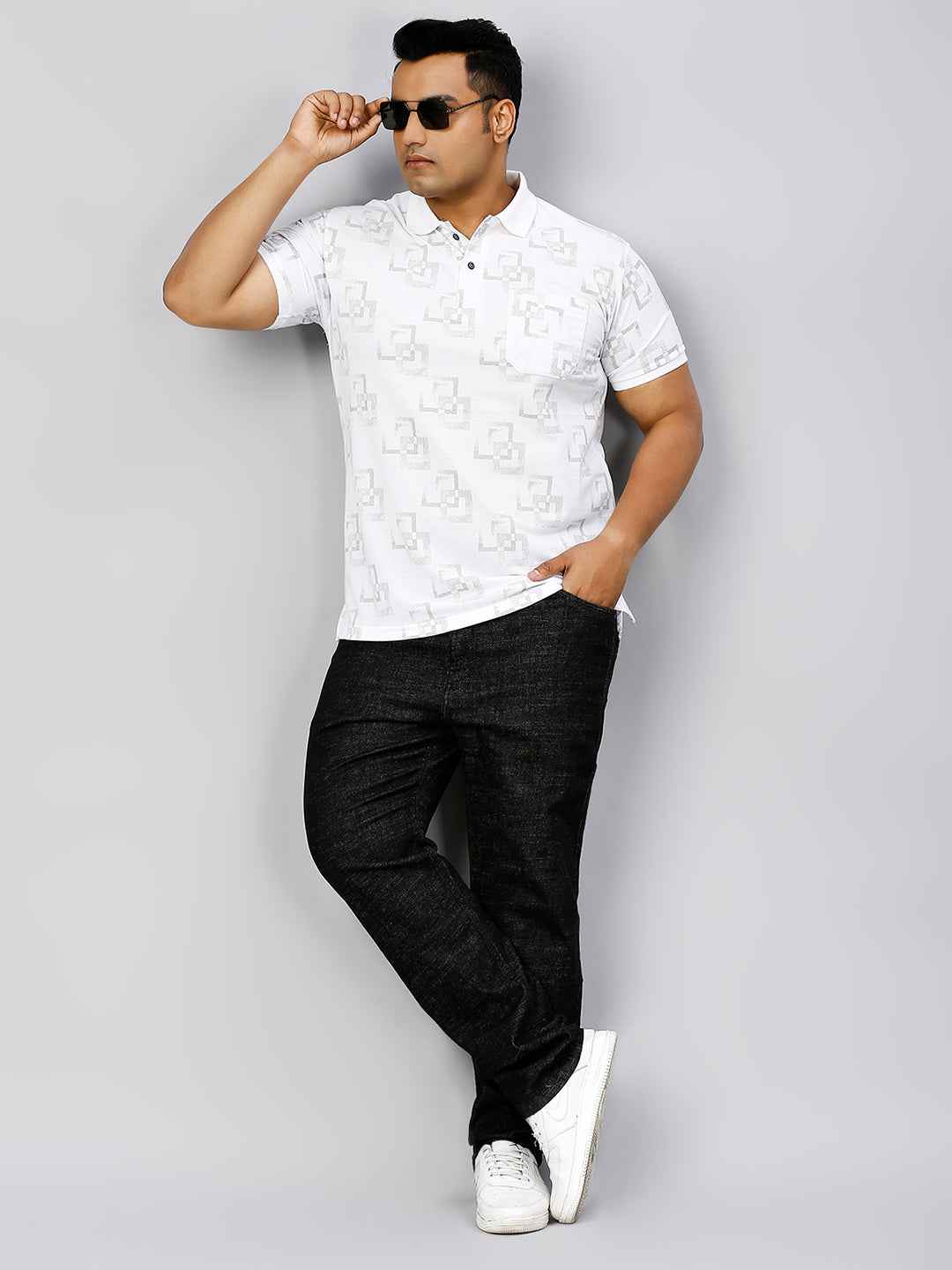Plus Size All Over Printed White T-shirt