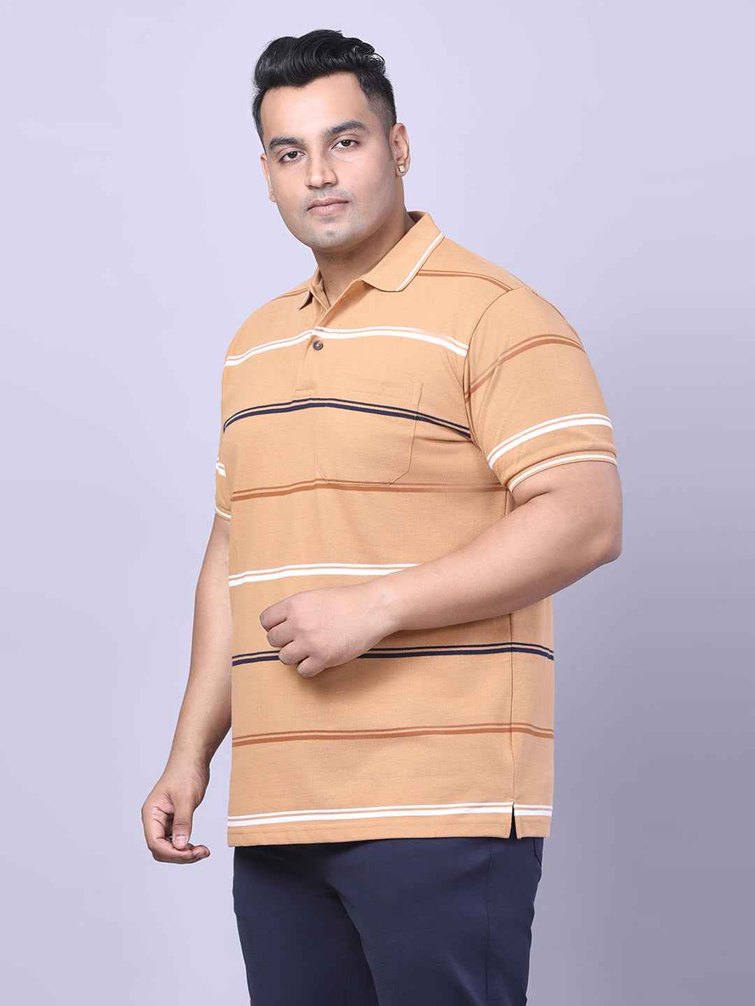 Men’s Plus Size Mustard Striped T-shirt