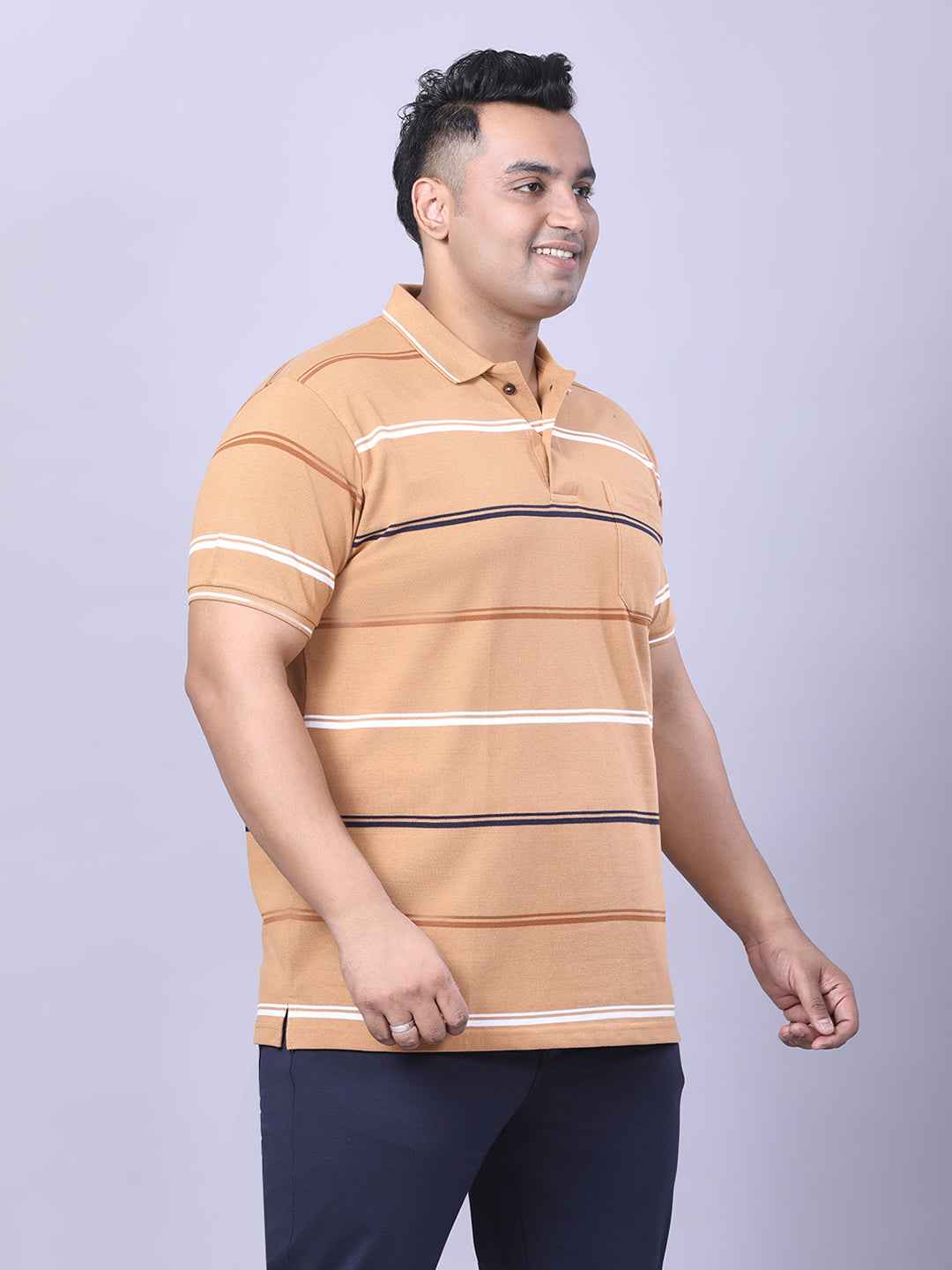 Men’s Plus Size Mustard Striped T-shirt