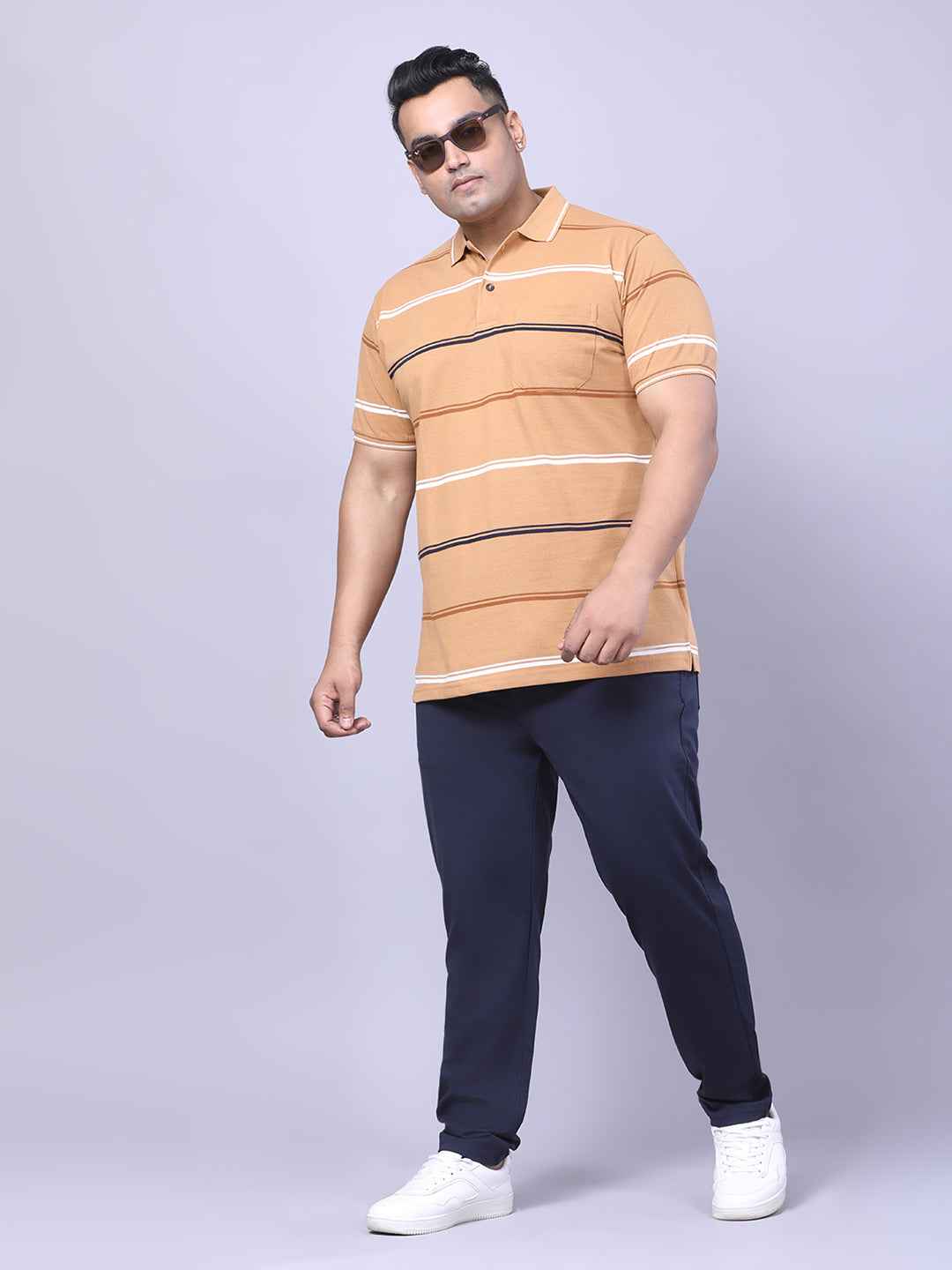 Men’s Plus Size Mustard Striped T-shirt