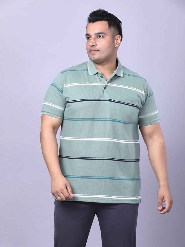 Men’s Plus Size Olive Striped T-shirt