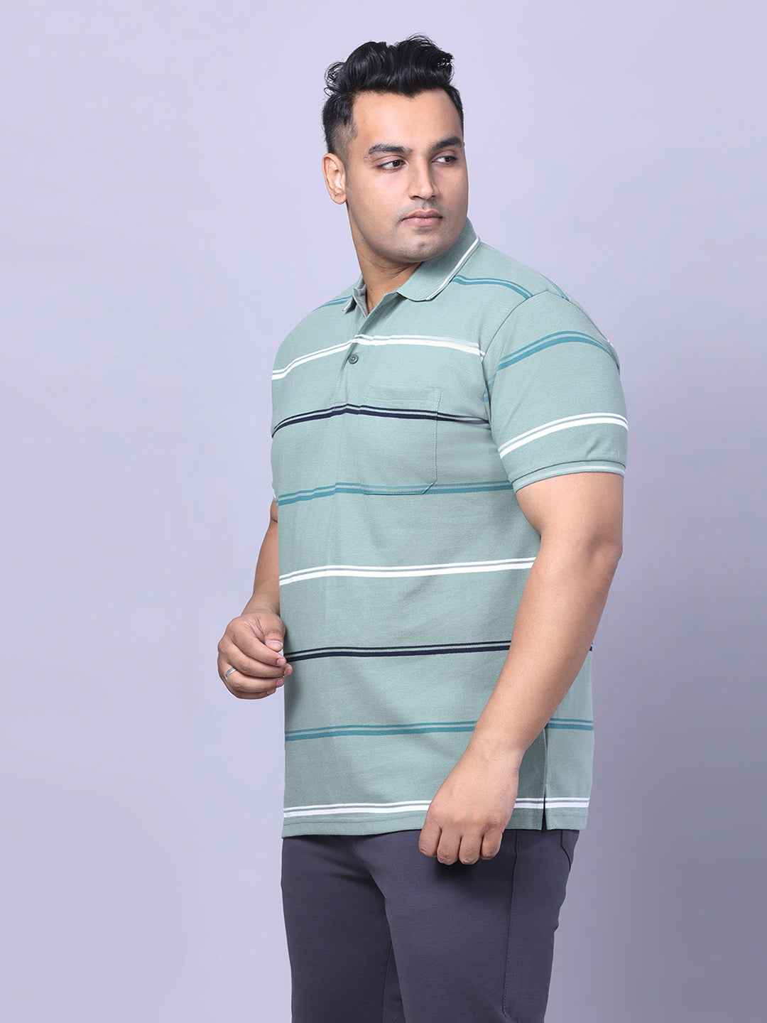 Men’s Plus Size Olive Striped T-shirt