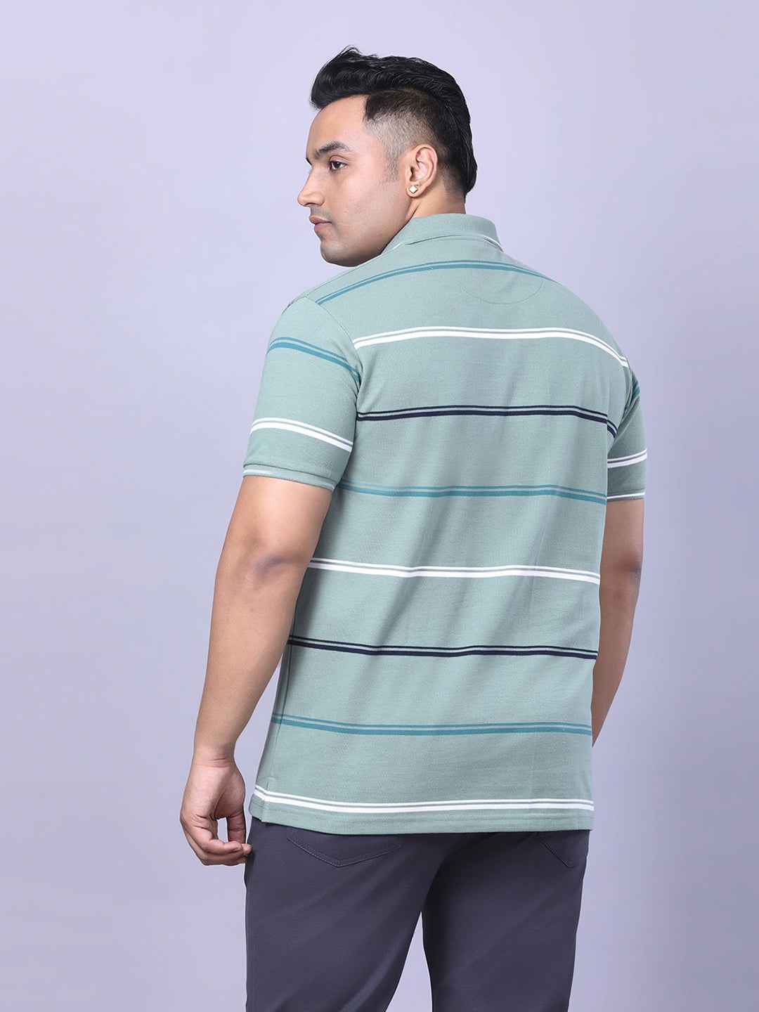 Men’s Plus Size Olive Striped T-shirt