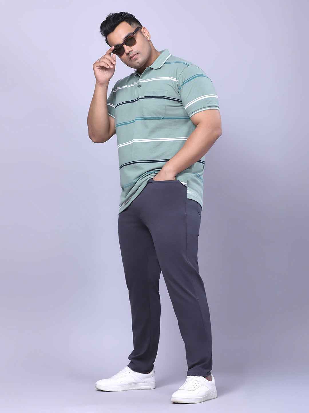 Men’s Plus Size Olive Striped T-shirt