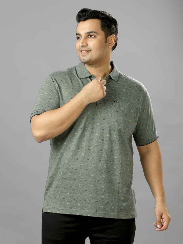Men's plus size all over self print design Green T-shirt