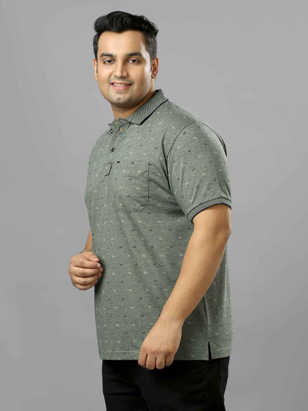 Men's plus size all over self print design Green T-shirt