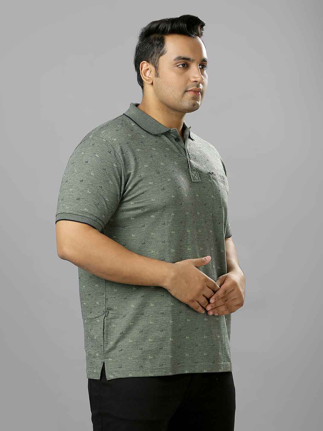 Men's plus size all over self print design Green T-shirt